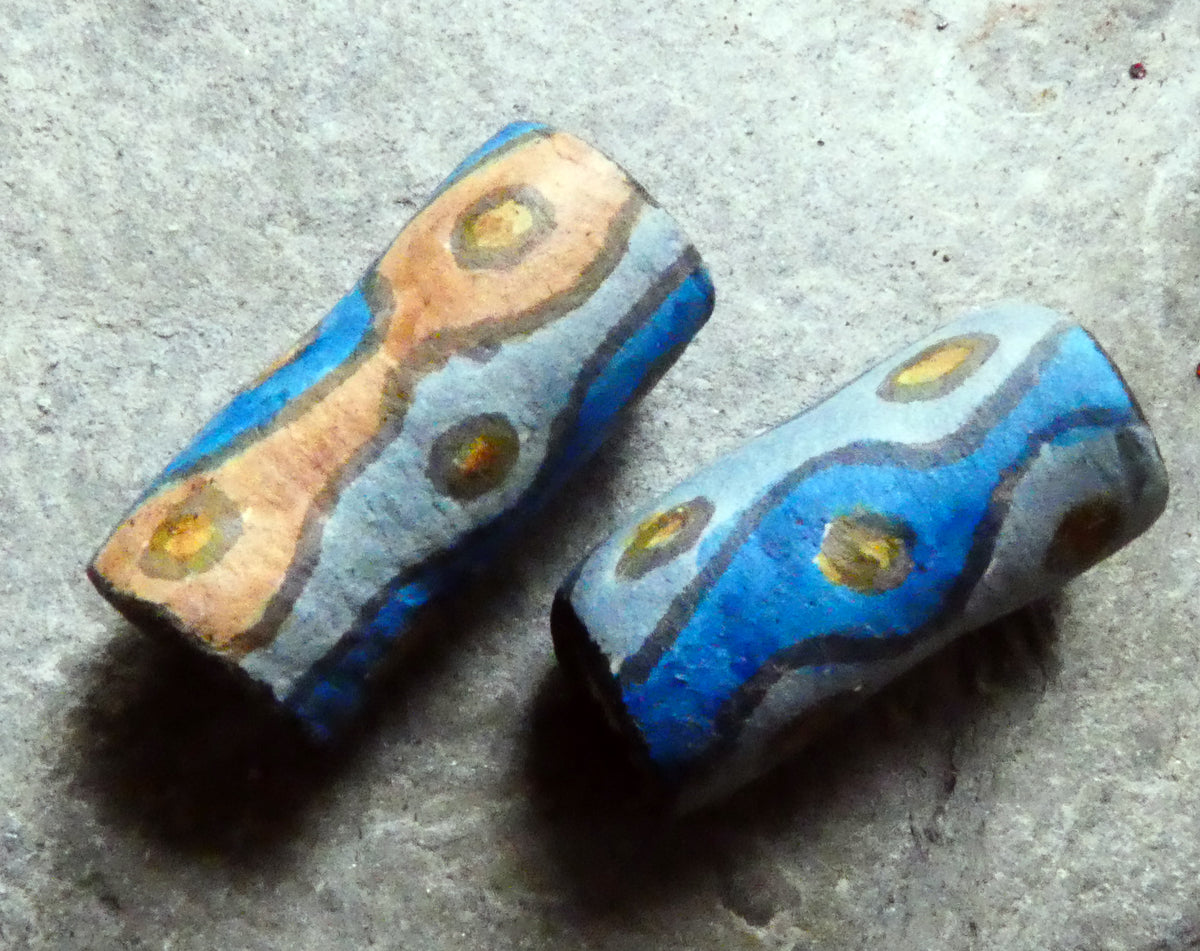 Ceramic Inky Tube Bead Earring Charms #6