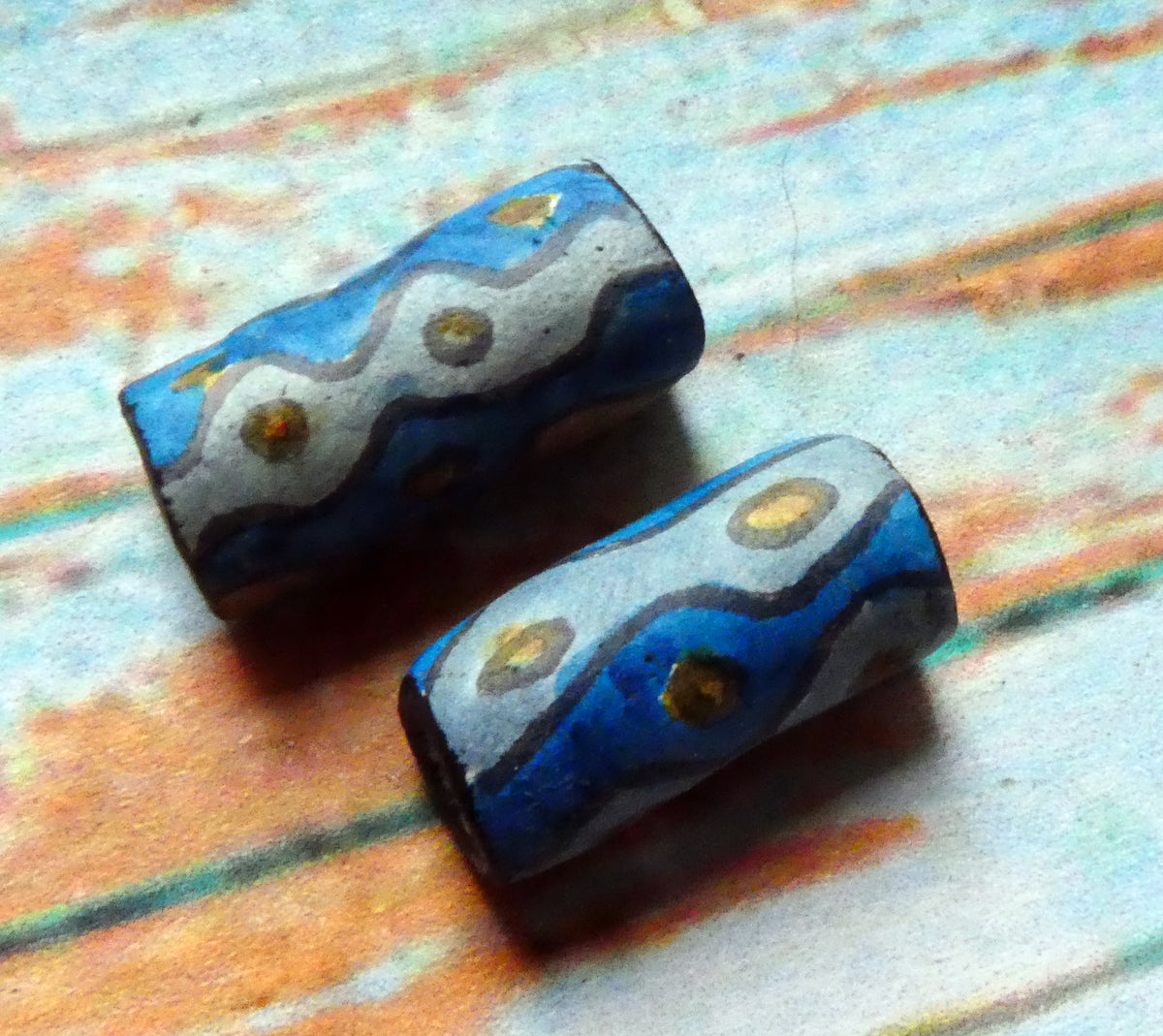 Ceramic Inky Tube Bead Earring Charms #6