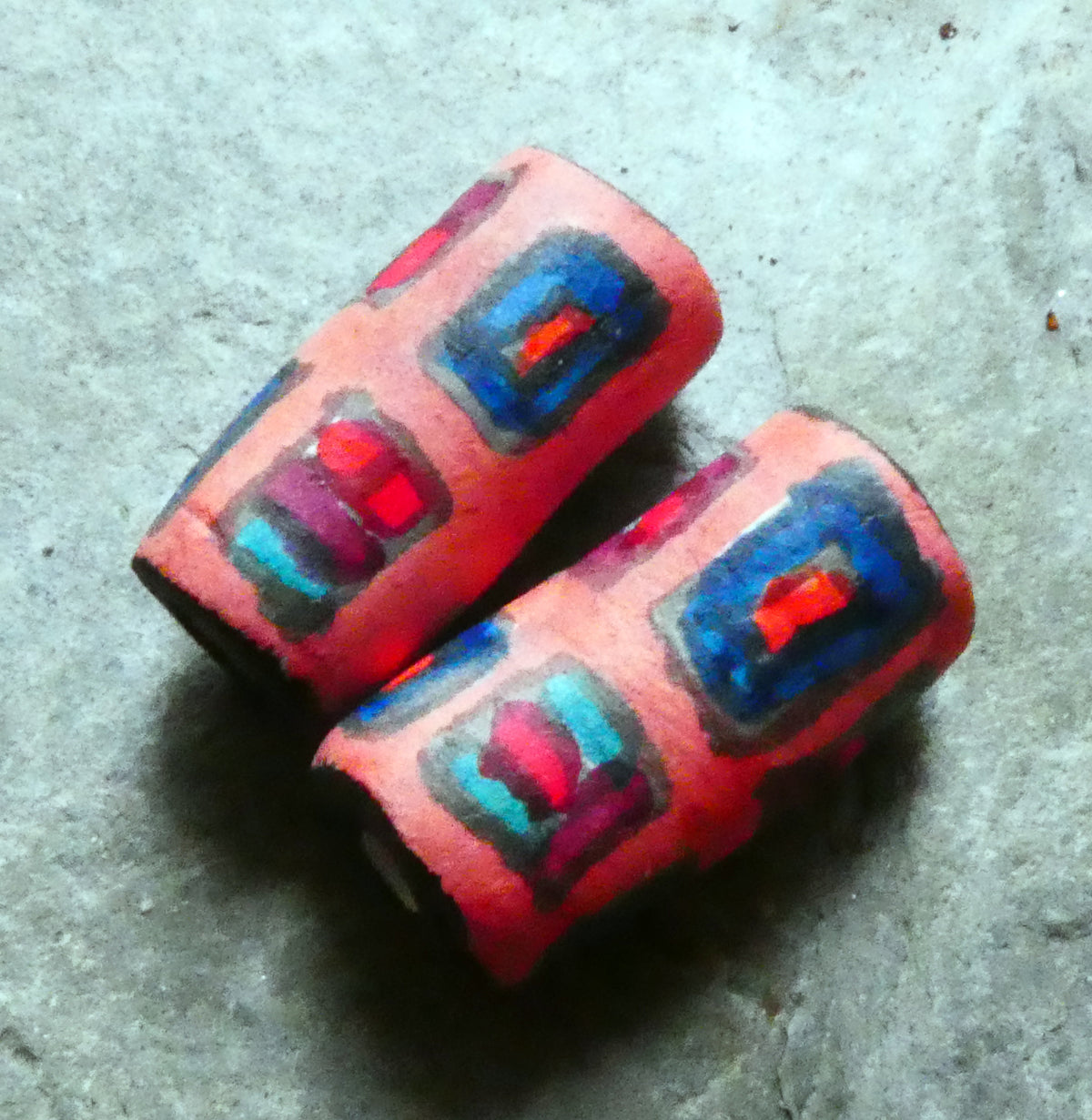Ceramic Inky Tube Bead Earring Charms #7