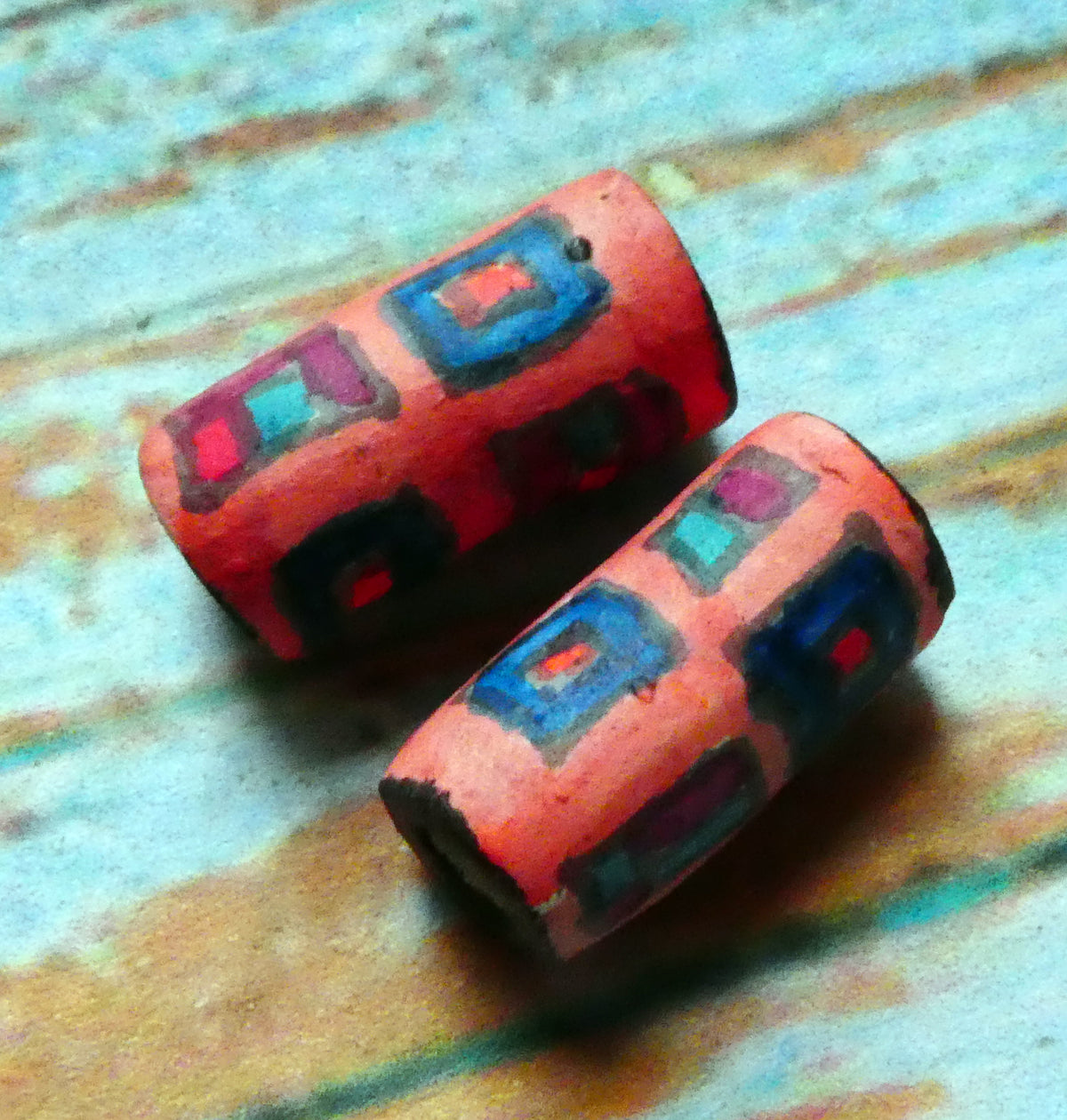 Ceramic Inky Tube Bead Earring Charms #7
