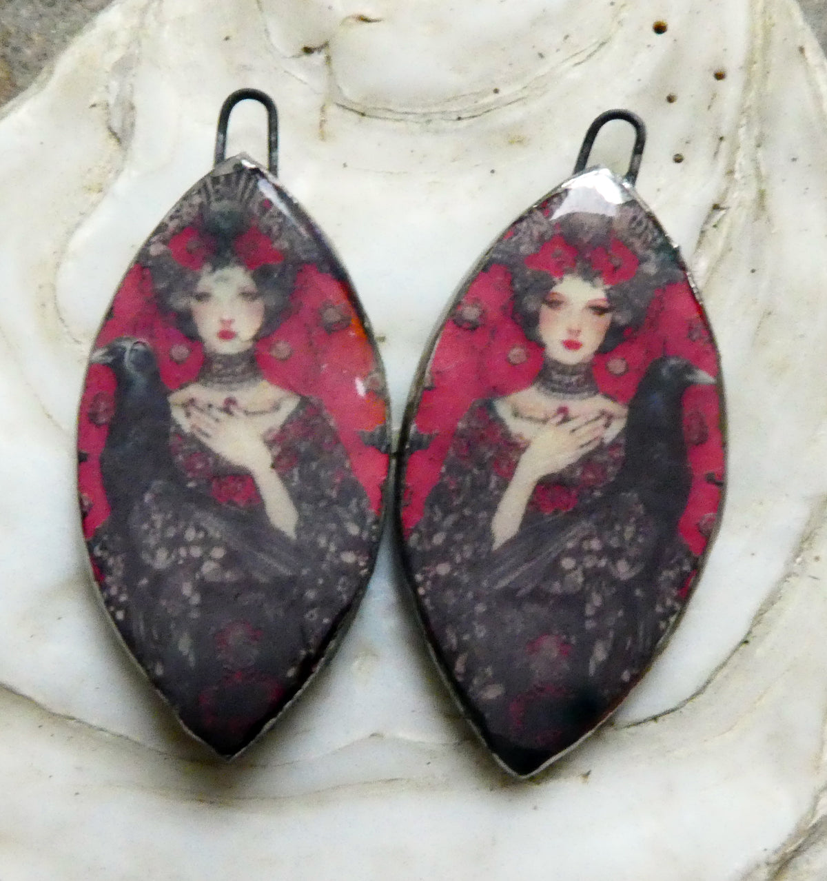Ceramic Winter Goddess Decal Charms #1