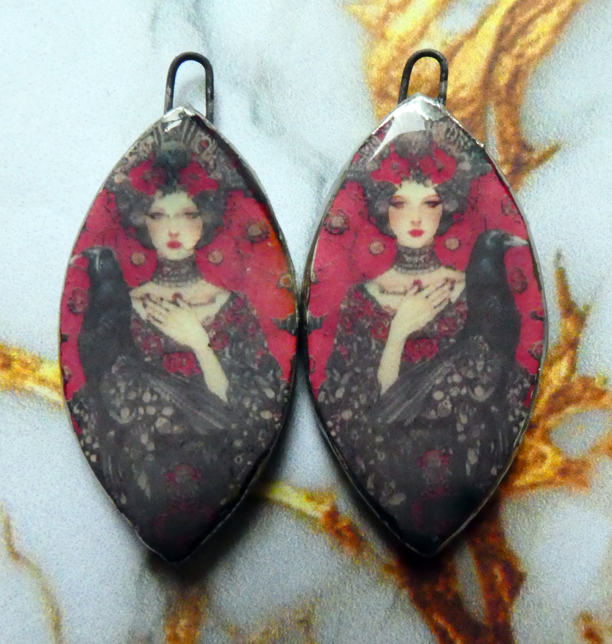 Ceramic Winter Goddess Decal Charms #1