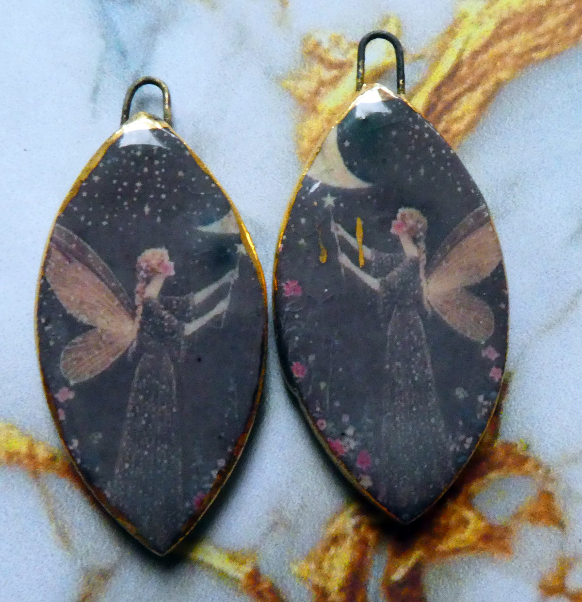 Ceramic Winter Goddess Decal Charms #3