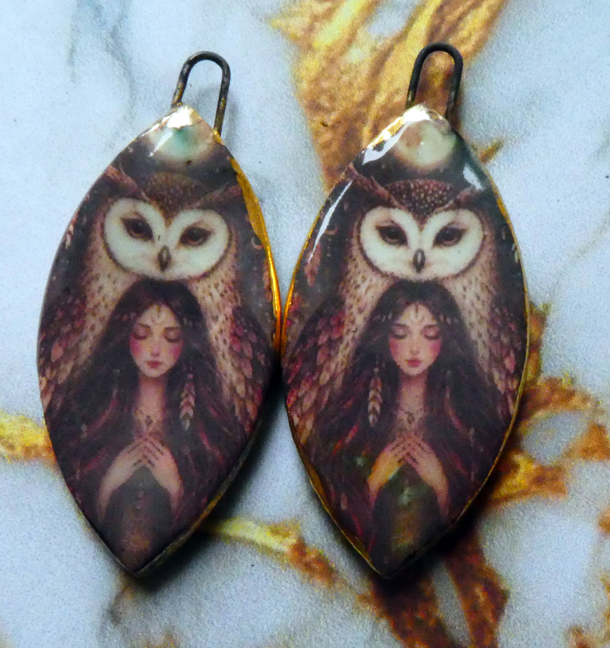 Ceramic Winter Goddess Decal Charms #6