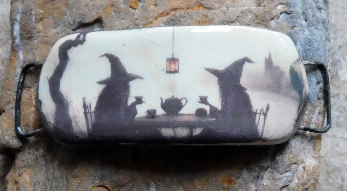 Ceramic Witch Decal Bracelet Focal  #1