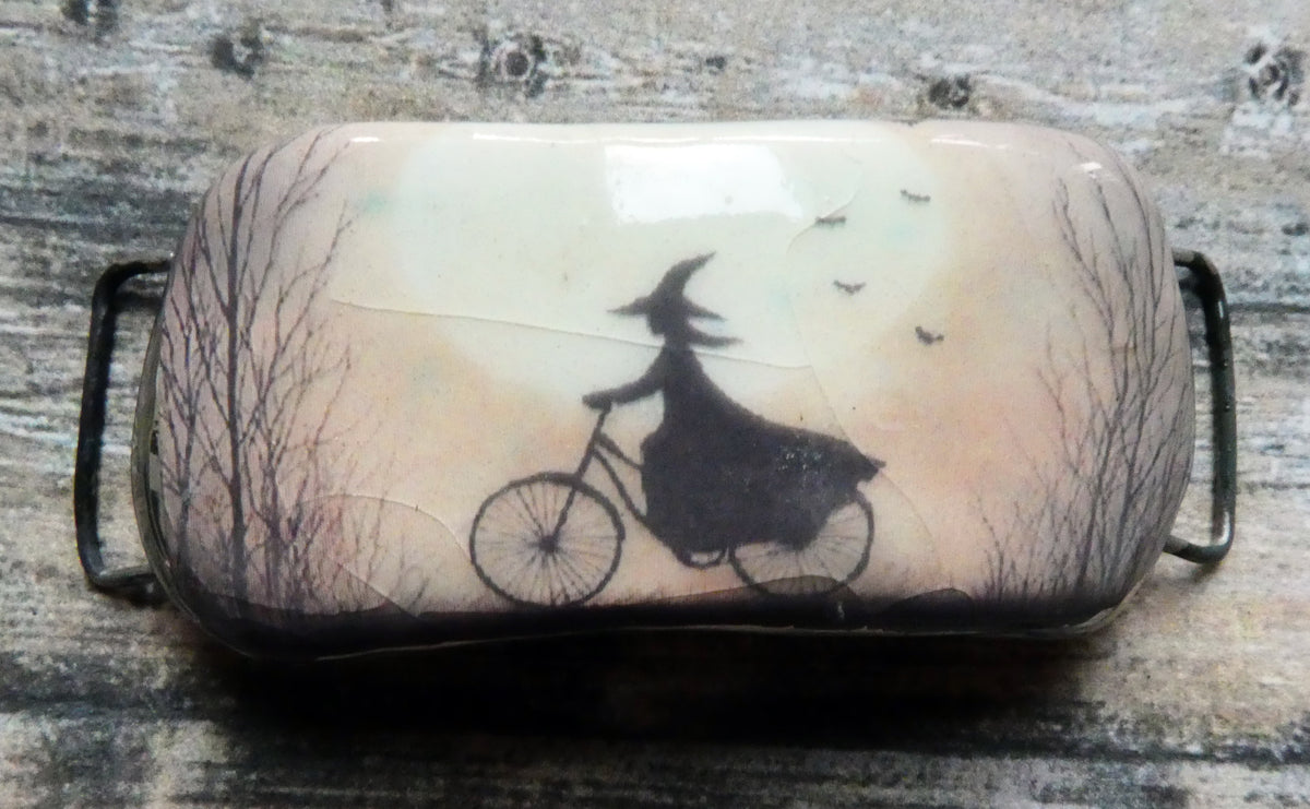 Ceramic Witch Decal Bracelet Focal  #2