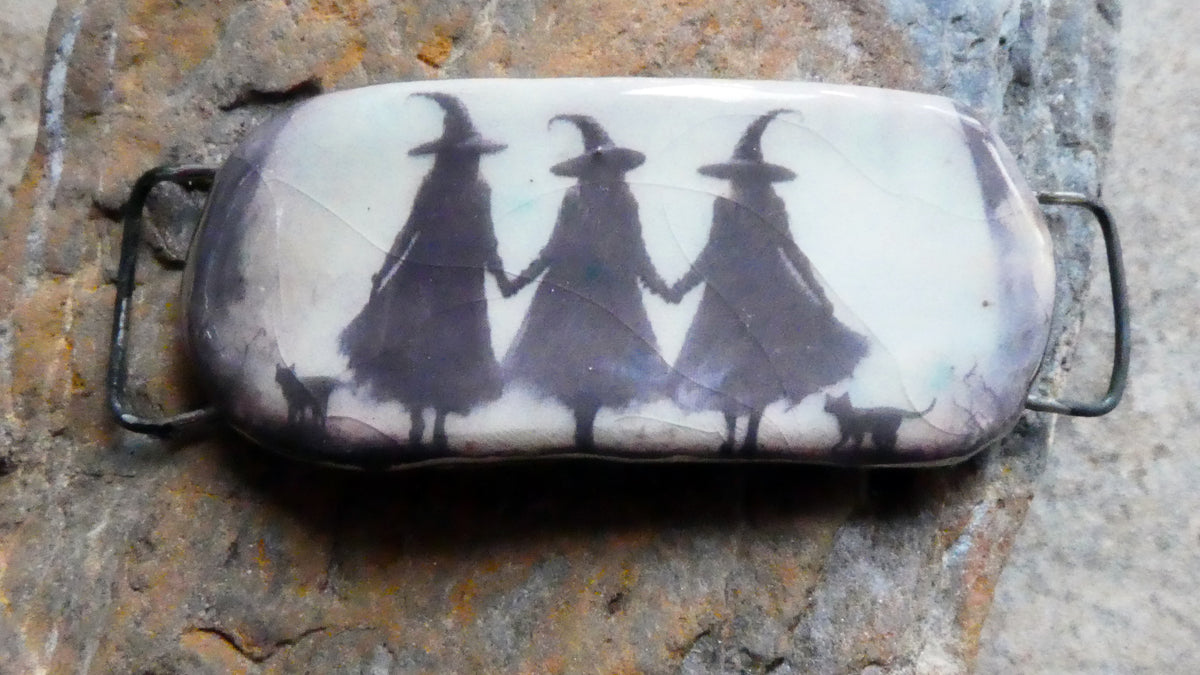Ceramic Witch Decal Bracelet Focal  #3