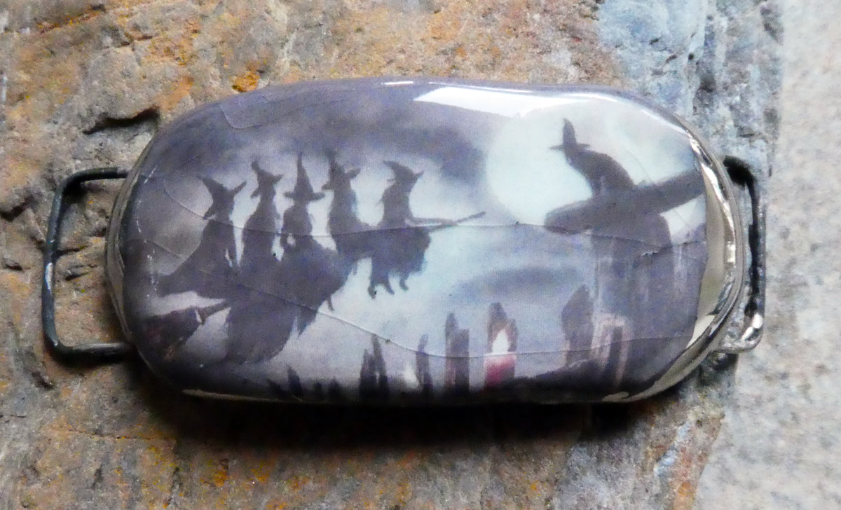 Ceramic Witch Decal Bracelet Focal  #4