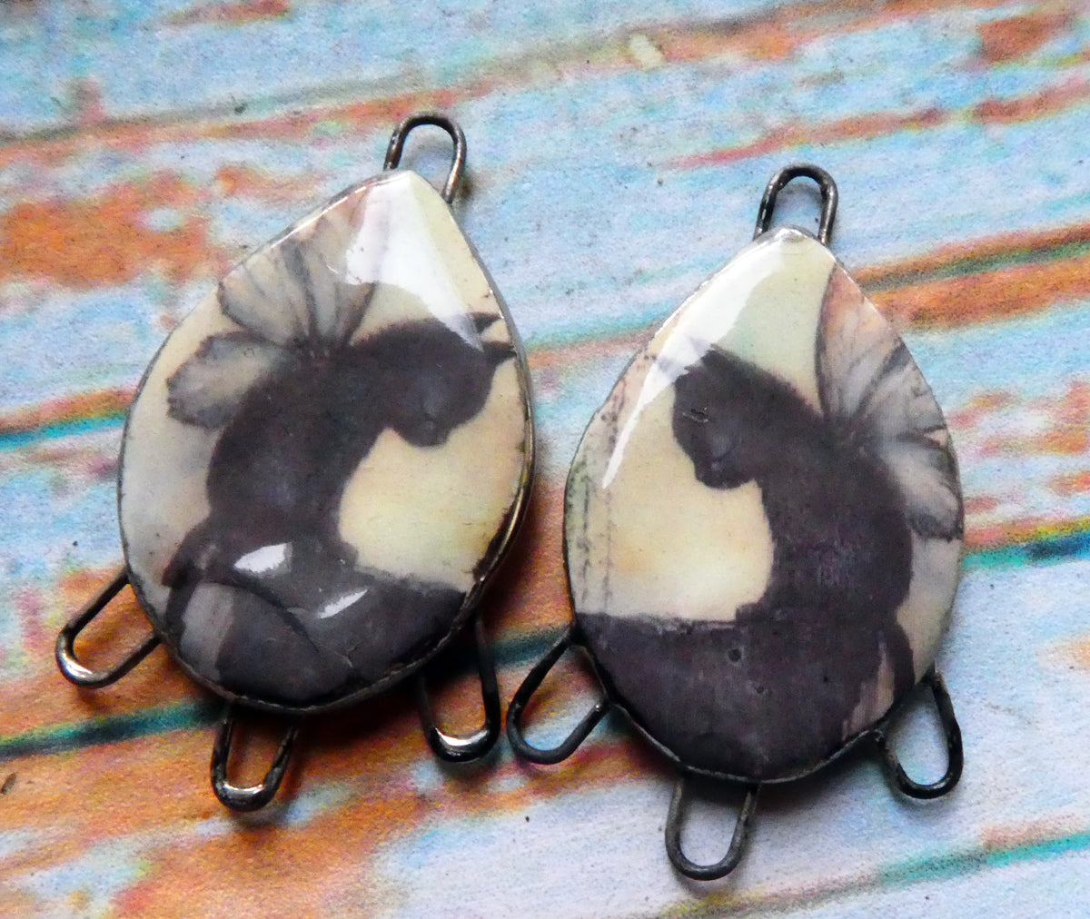 Ceramic Angel Cat Decal Connectors
