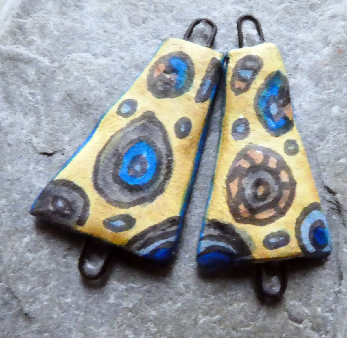 Ceramic Inky Wedge Earring Connectors #5