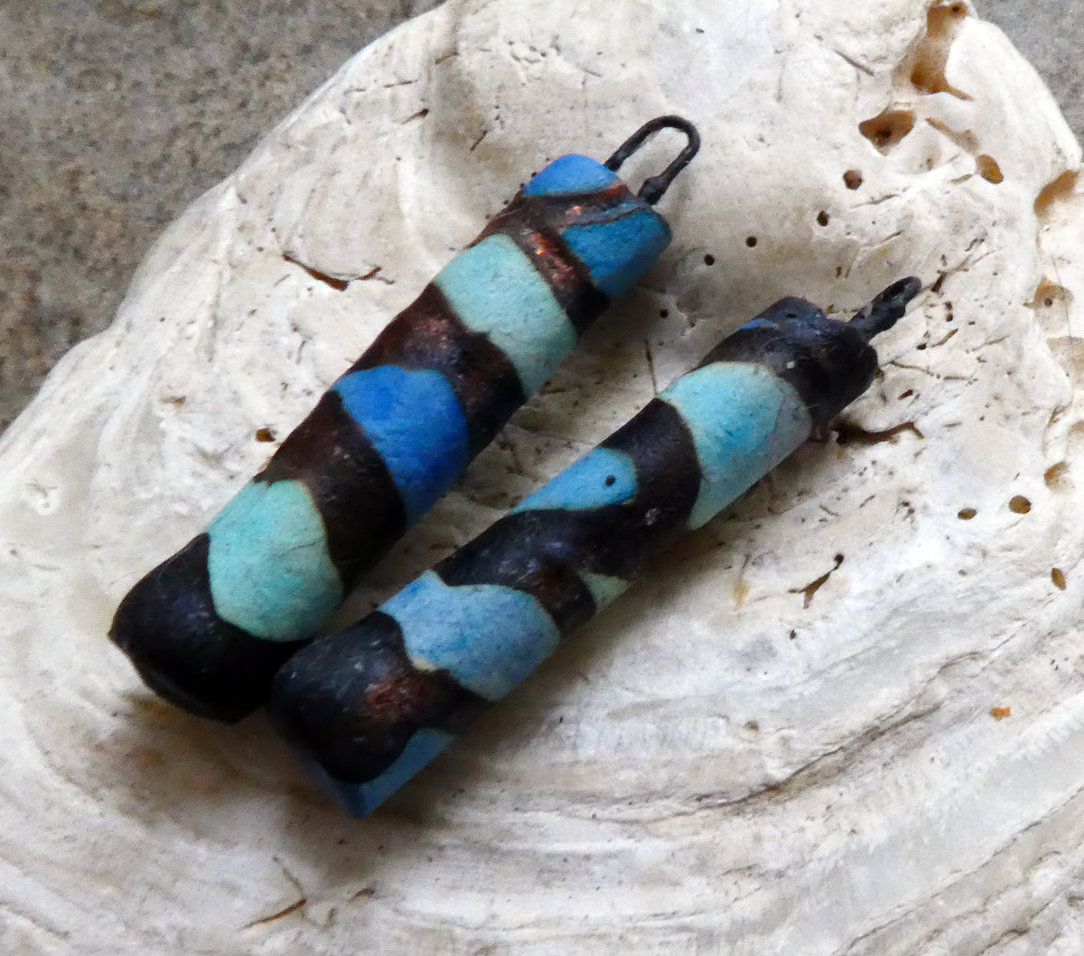Ceramic Scorchy Copper Stick Charms - Blues