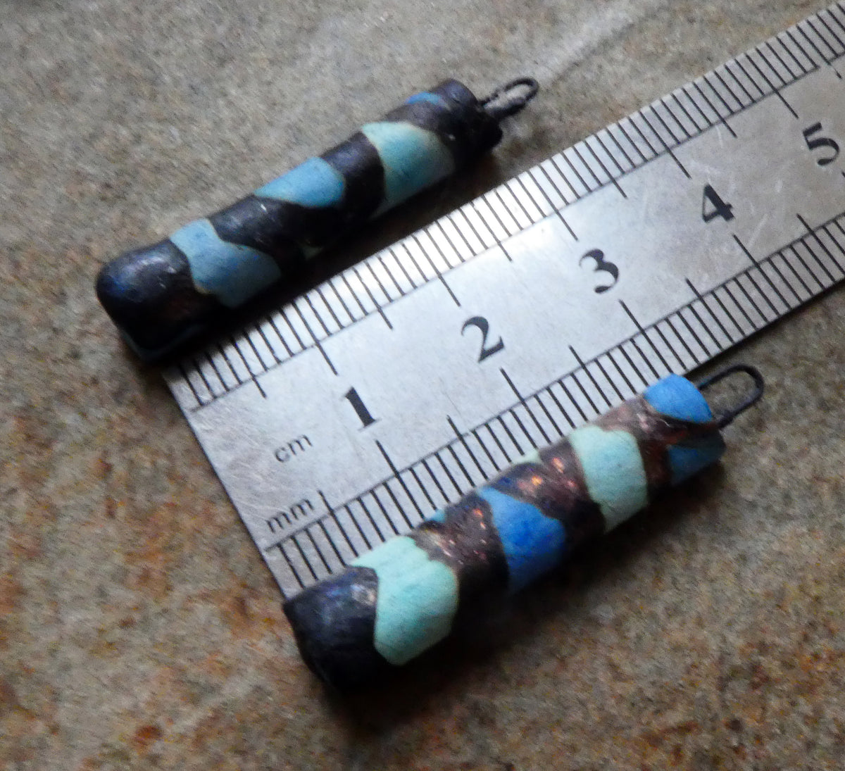 Ceramic Scorchy Copper Stick Charms - Blues