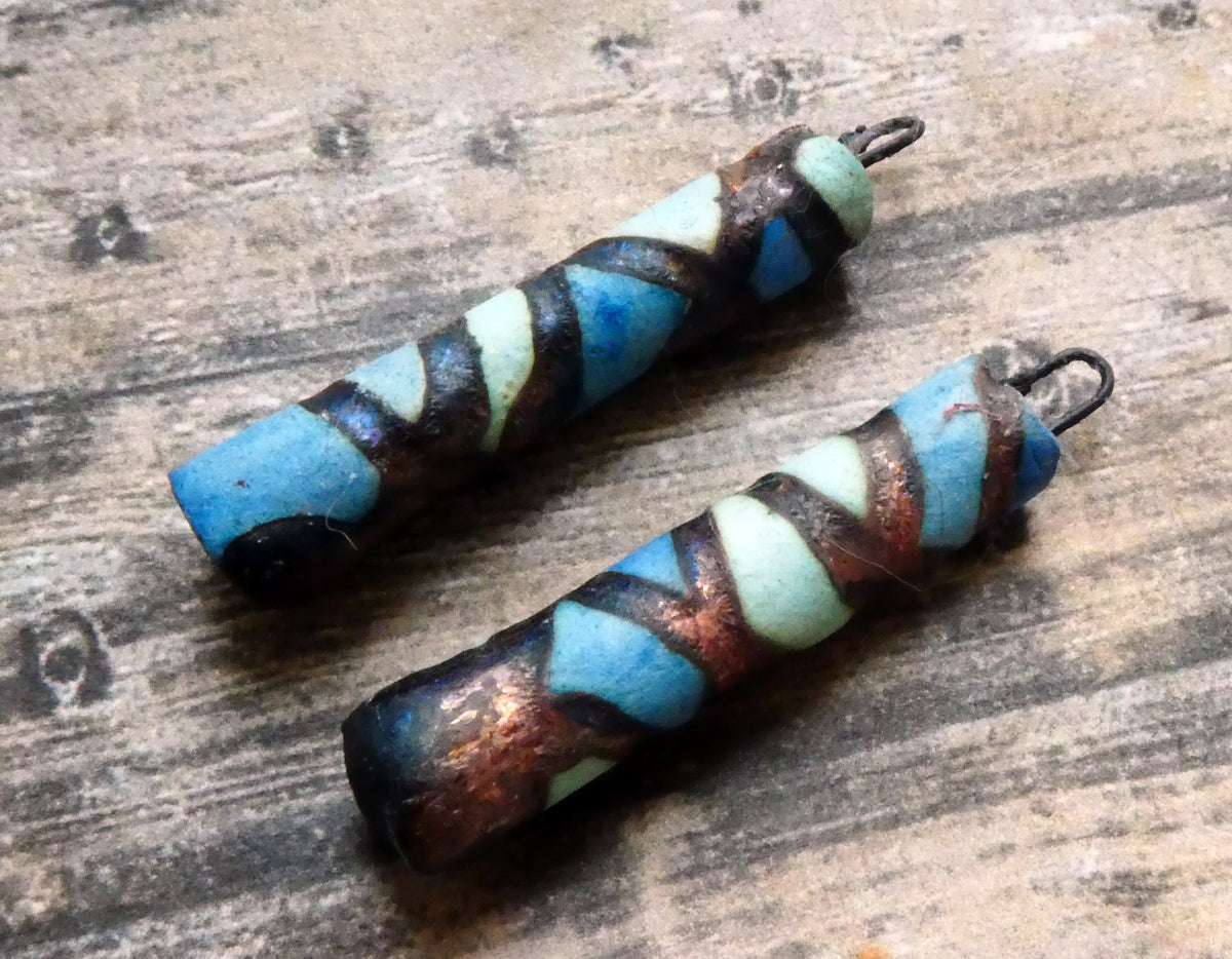 Ceramic Scorchy Copper Stick Charms - Blues
