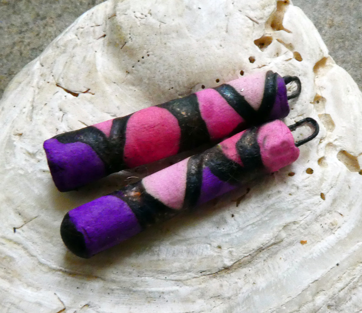 Ceramic Scorchy Copper Stick Charms - Pink Purple