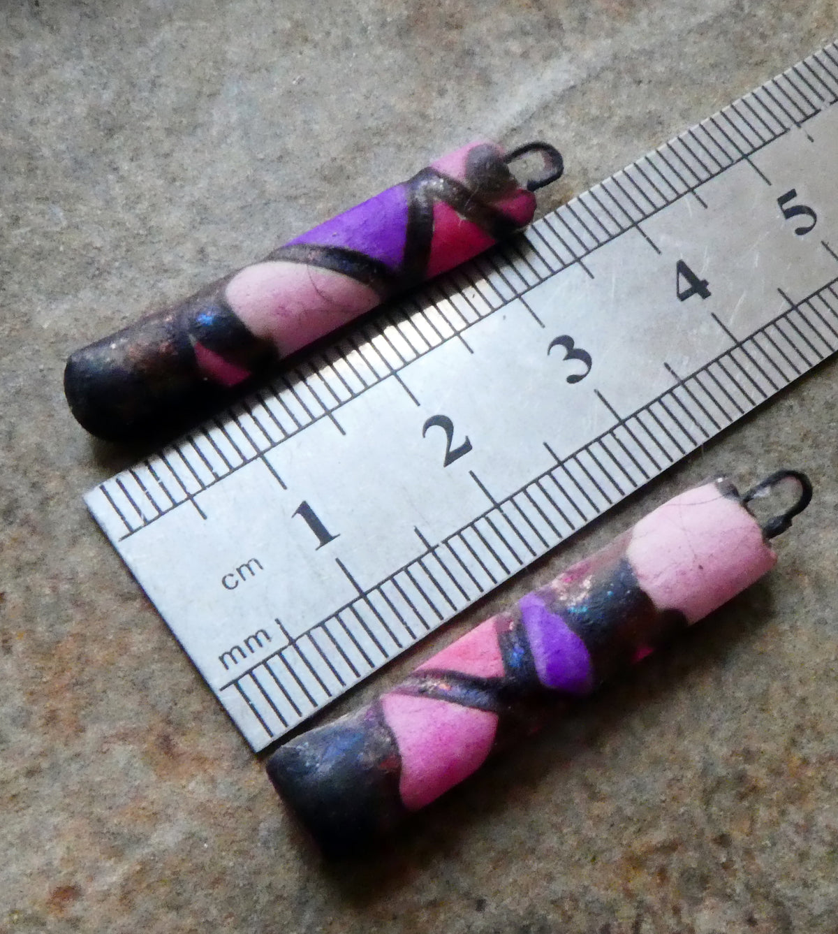 Ceramic Scorchy Copper Stick Charms - Pink Purple