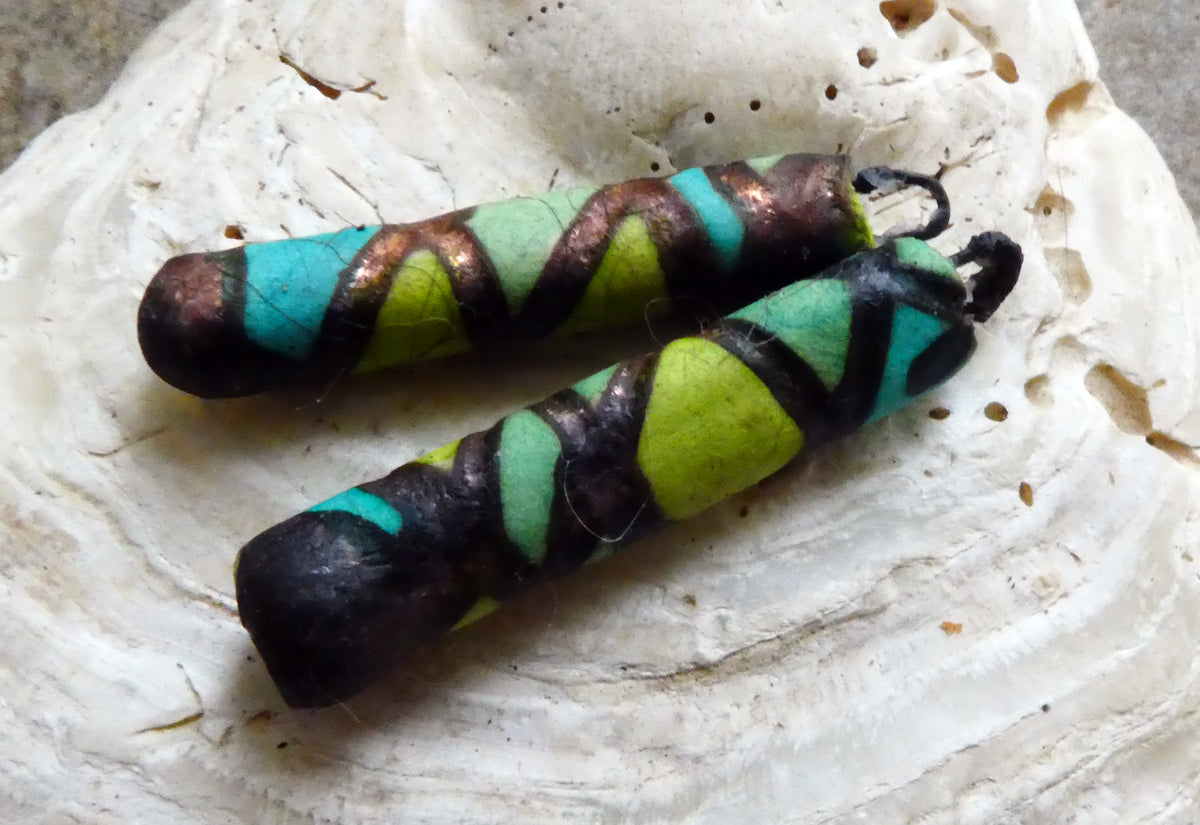 Ceramic Scorchy Copper Stick Charms - Greens