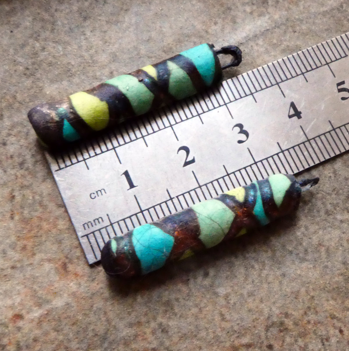 Ceramic Scorchy Copper Stick Charms - Greens