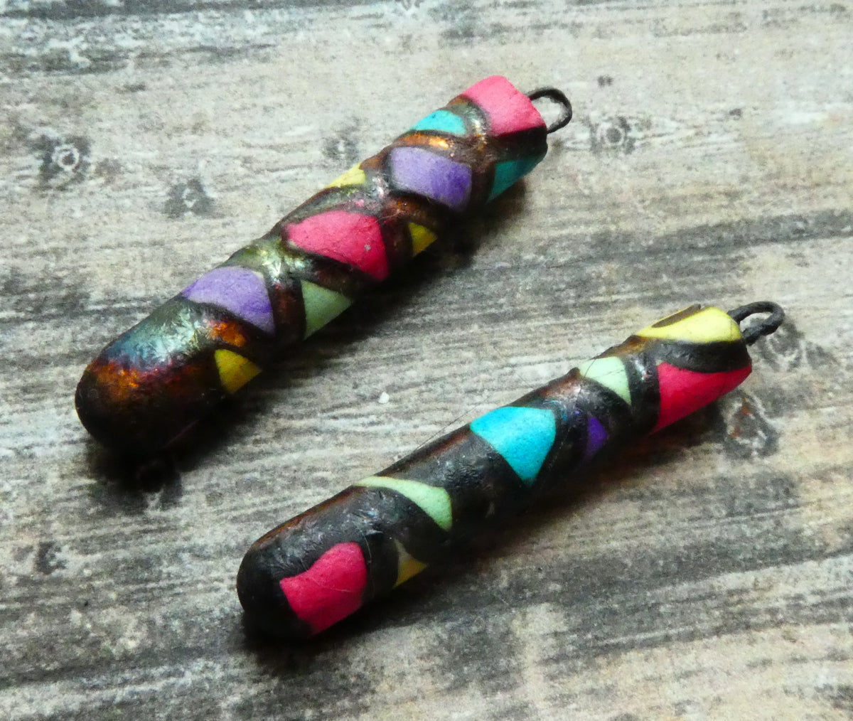 Ceramic Scorchy Copper Stick Charms - Rainbow