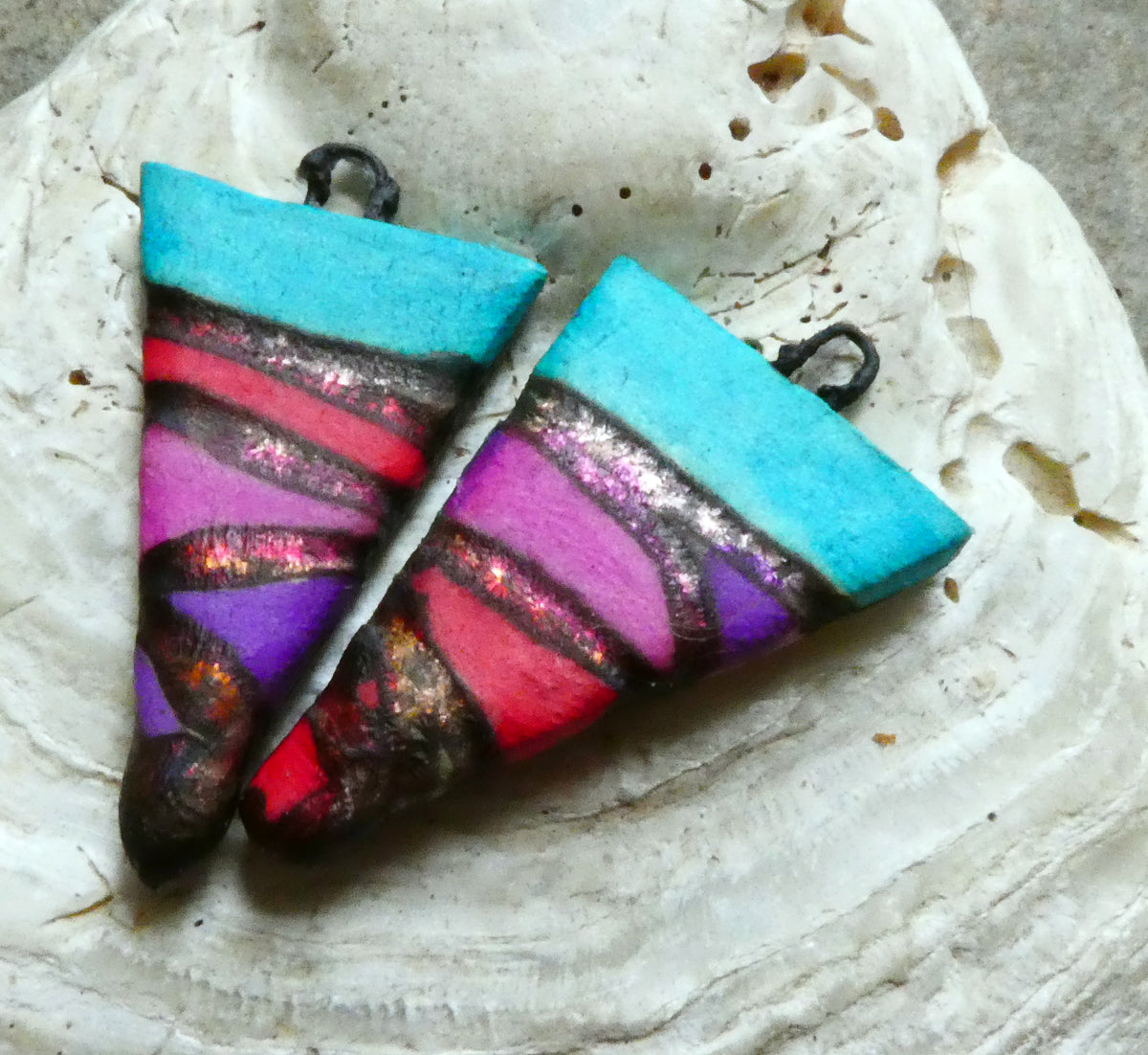 Ceramic Scorchy Copper Dagger Charms - Rainbow
