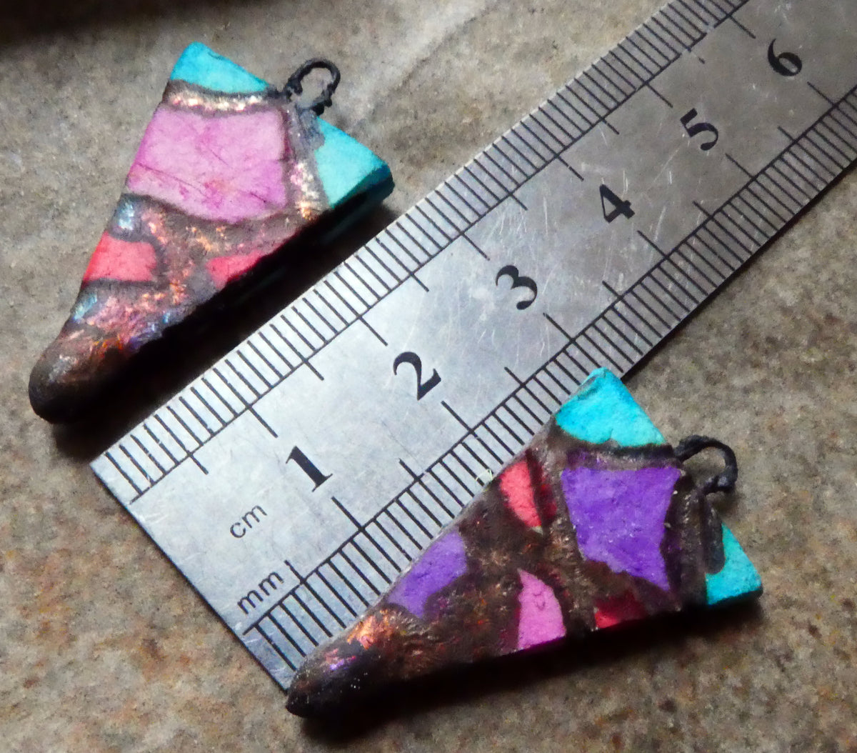 Ceramic Scorchy Copper Dagger Charms - Rainbow