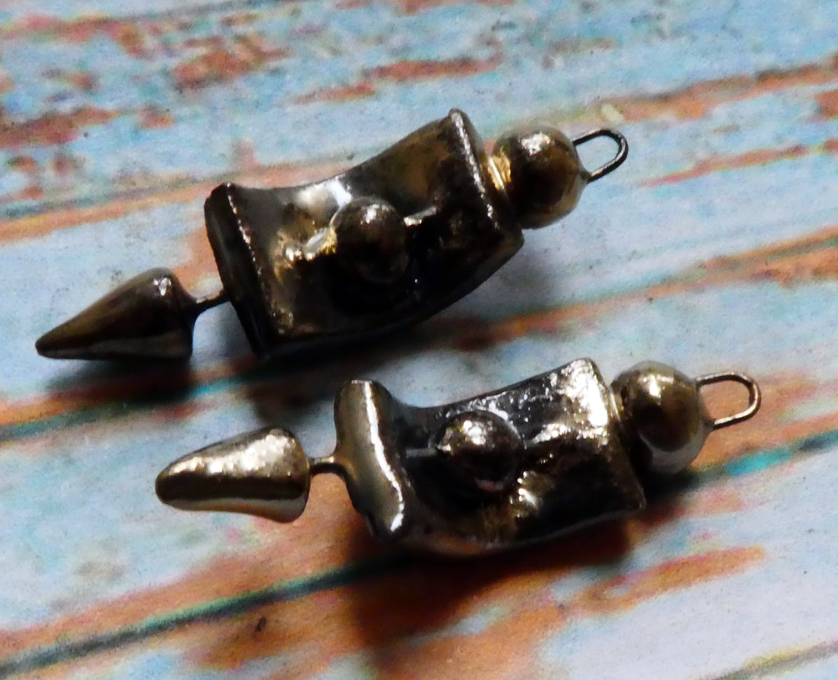 Ceramic Curvy Spike Charms - Pewter