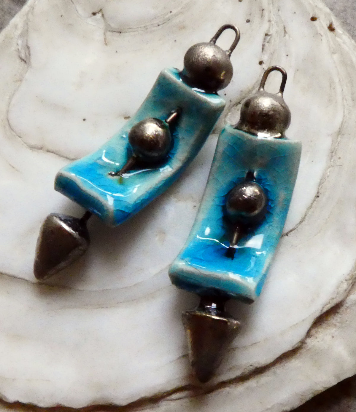 Ceramic Curvy Spike Charms - Taunton Turquoise