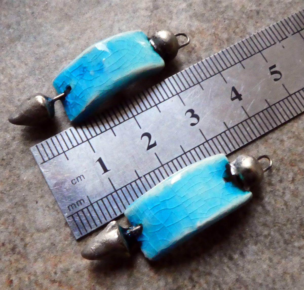 Ceramic Curvy Spike Charms - Taunton Turquoise