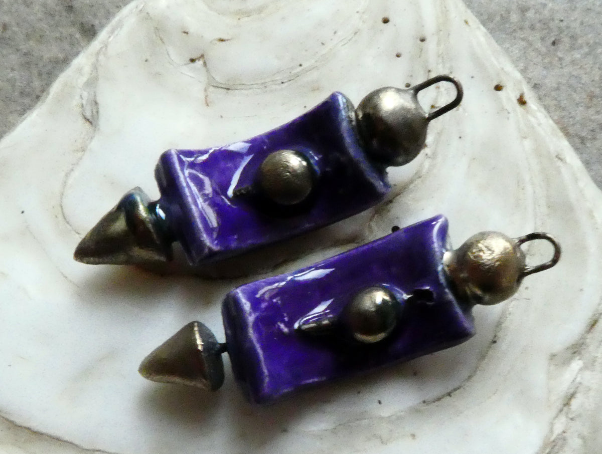 Ceramic Curvy Spike Charms - Dark Purple