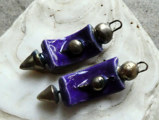 Ceramic Curvy Spike Charms - Dark Purple