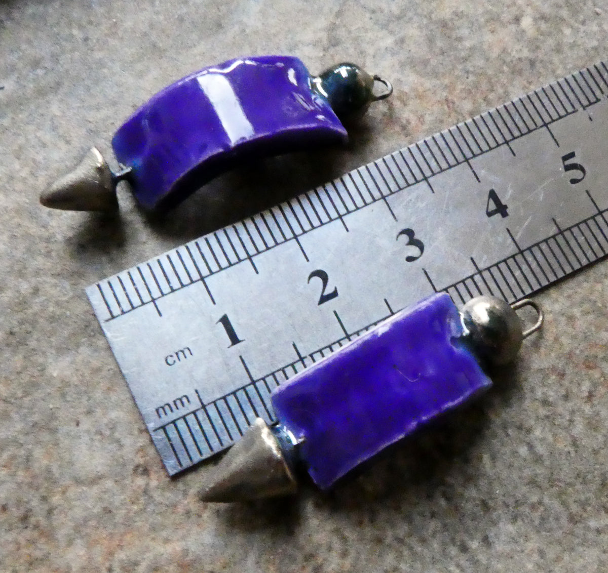 Ceramic Curvy Spike Charms - Dark Purple