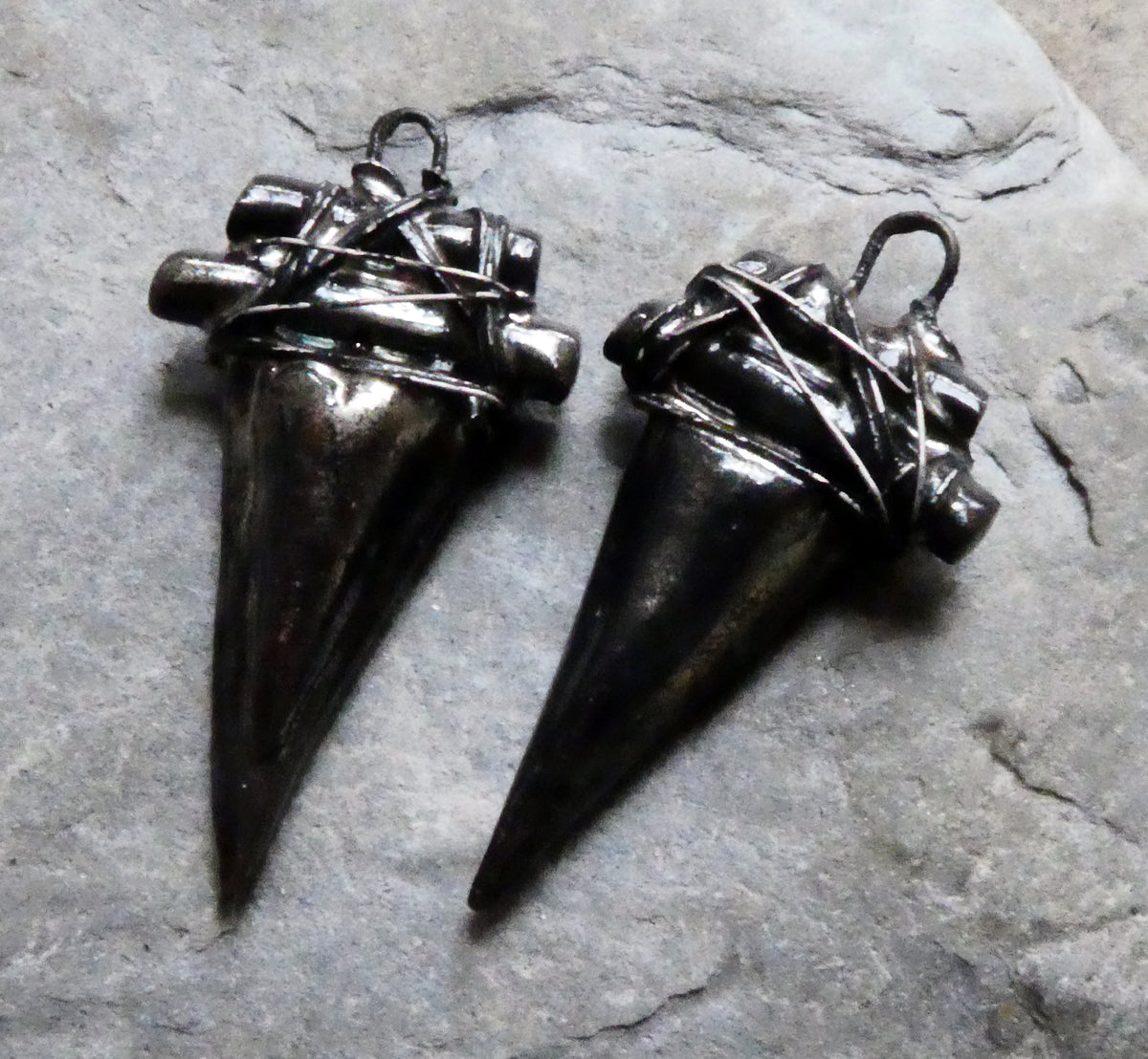 Ceramic Wire Wrapped Dagger Charms - Gloria