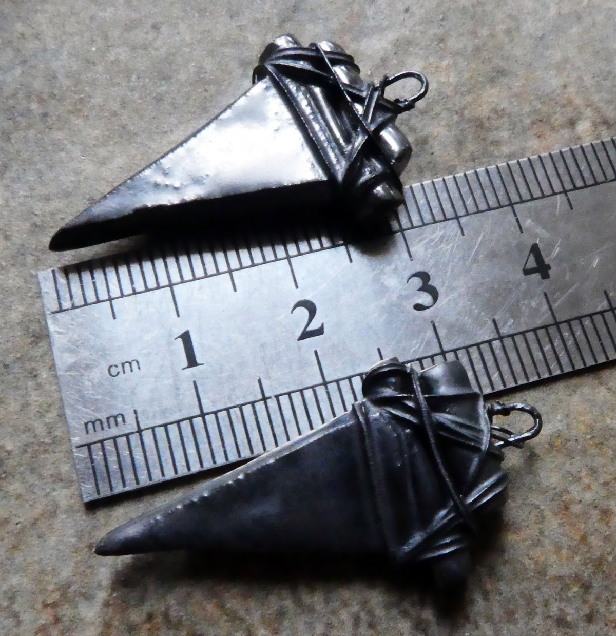 Ceramic Wire Wrapped Dagger Charms - Pewter