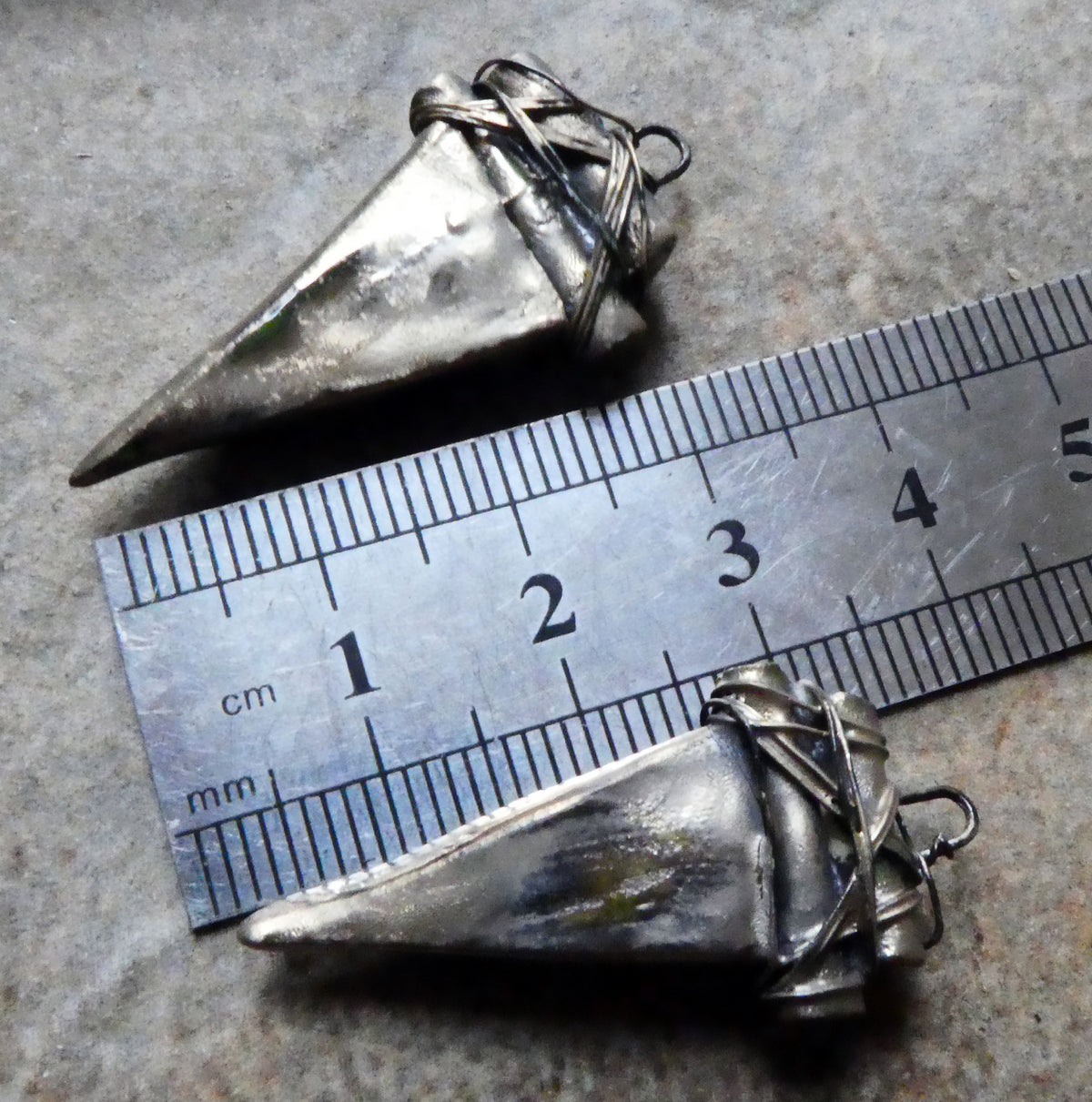 Ceramic Wire Wrapped Dagger Charms - Red