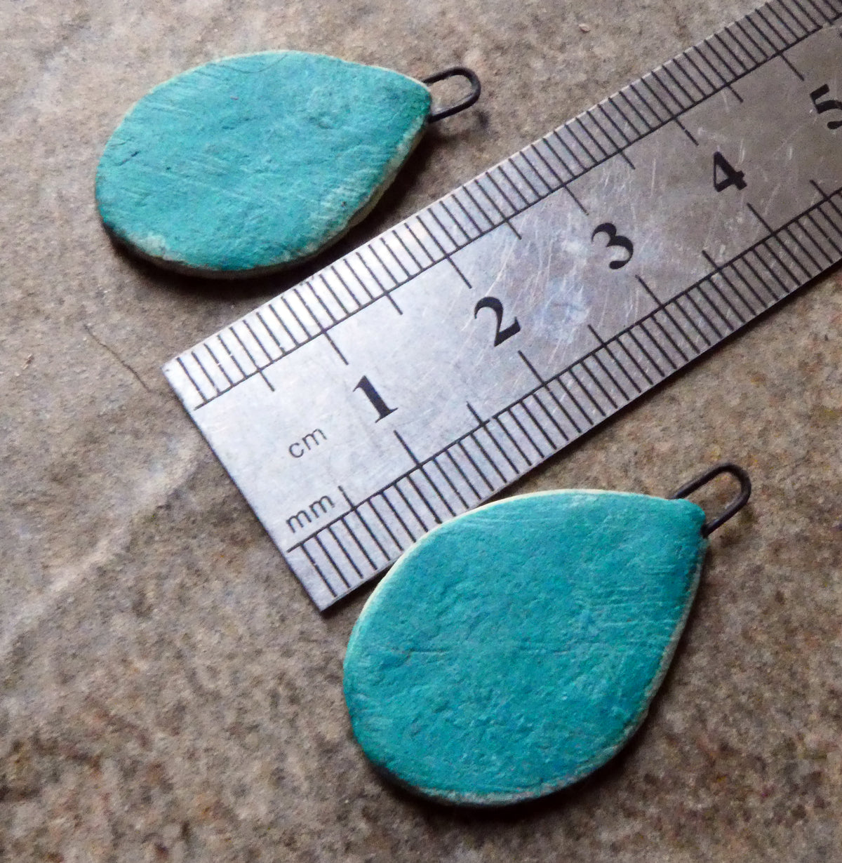 Ceramic Inky Teardrop Earring Charms - Greens