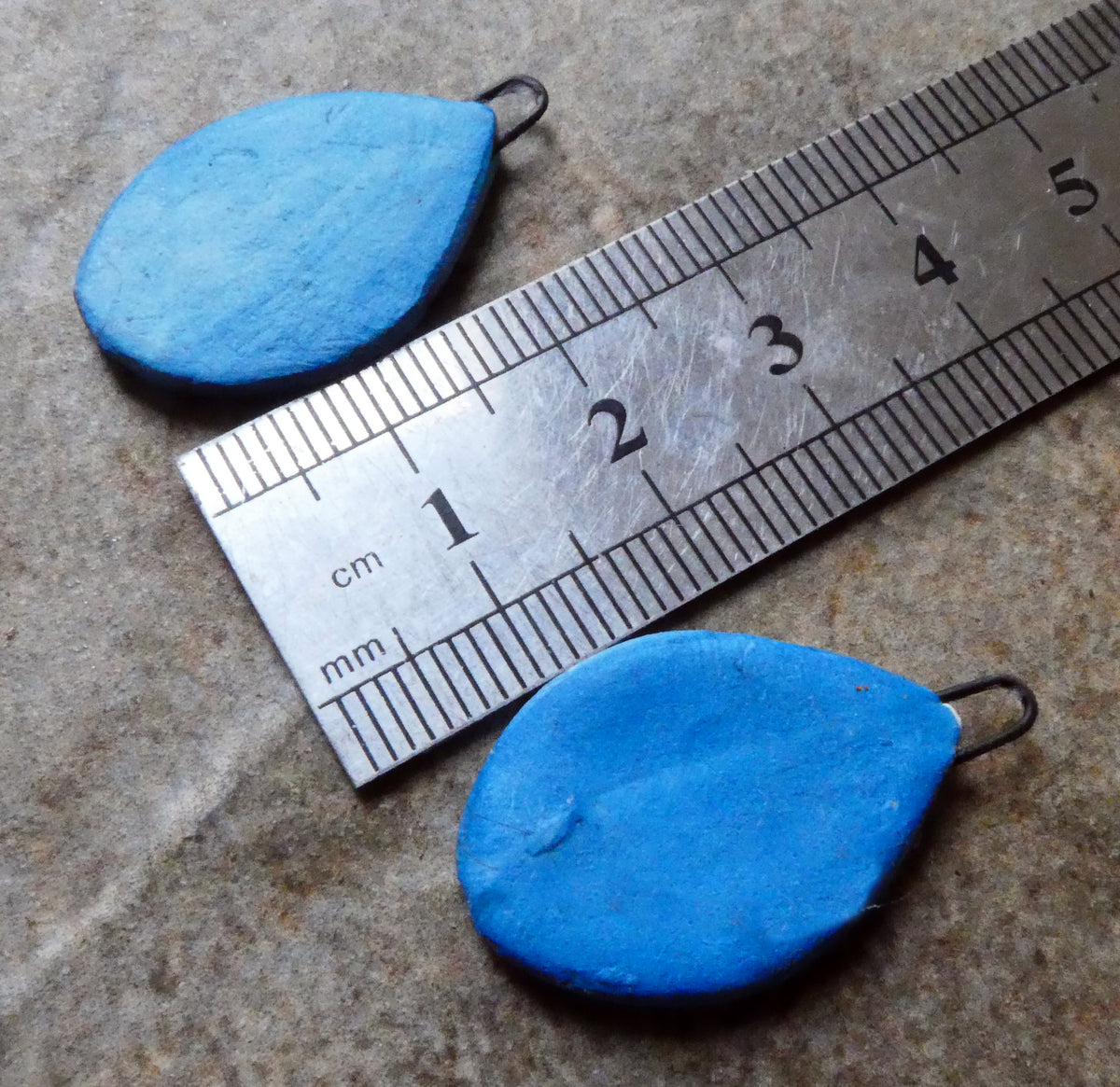 Ceramic Inky Teardrop Earring Charms - Blues