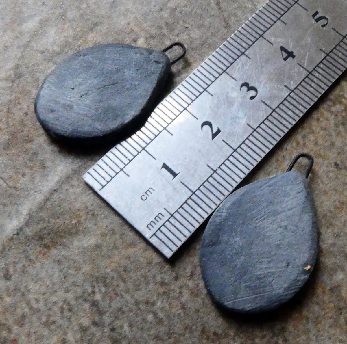 Ceramic Inky Teardrop Earring Charms - Greys
