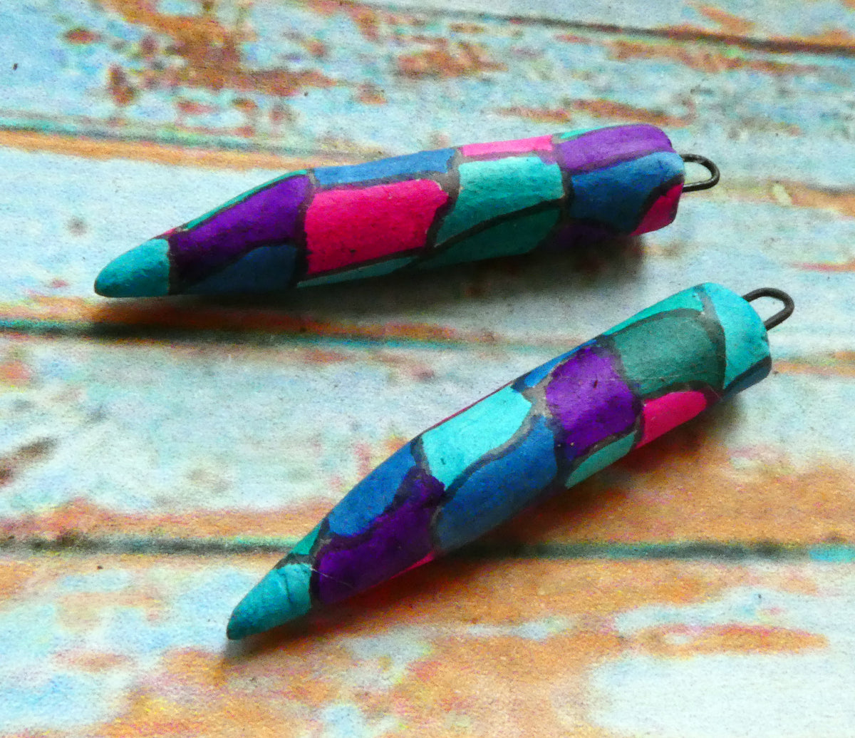 Ceramic Inky Pencil Earring Charms #12