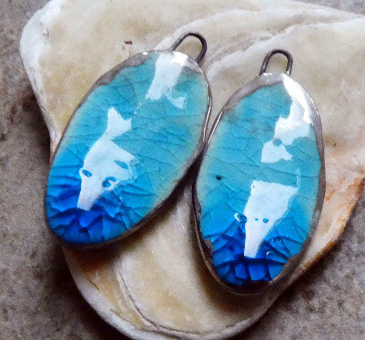 Ceramic Lustre Rimmed Sliver Charms - Taunton Turquoise