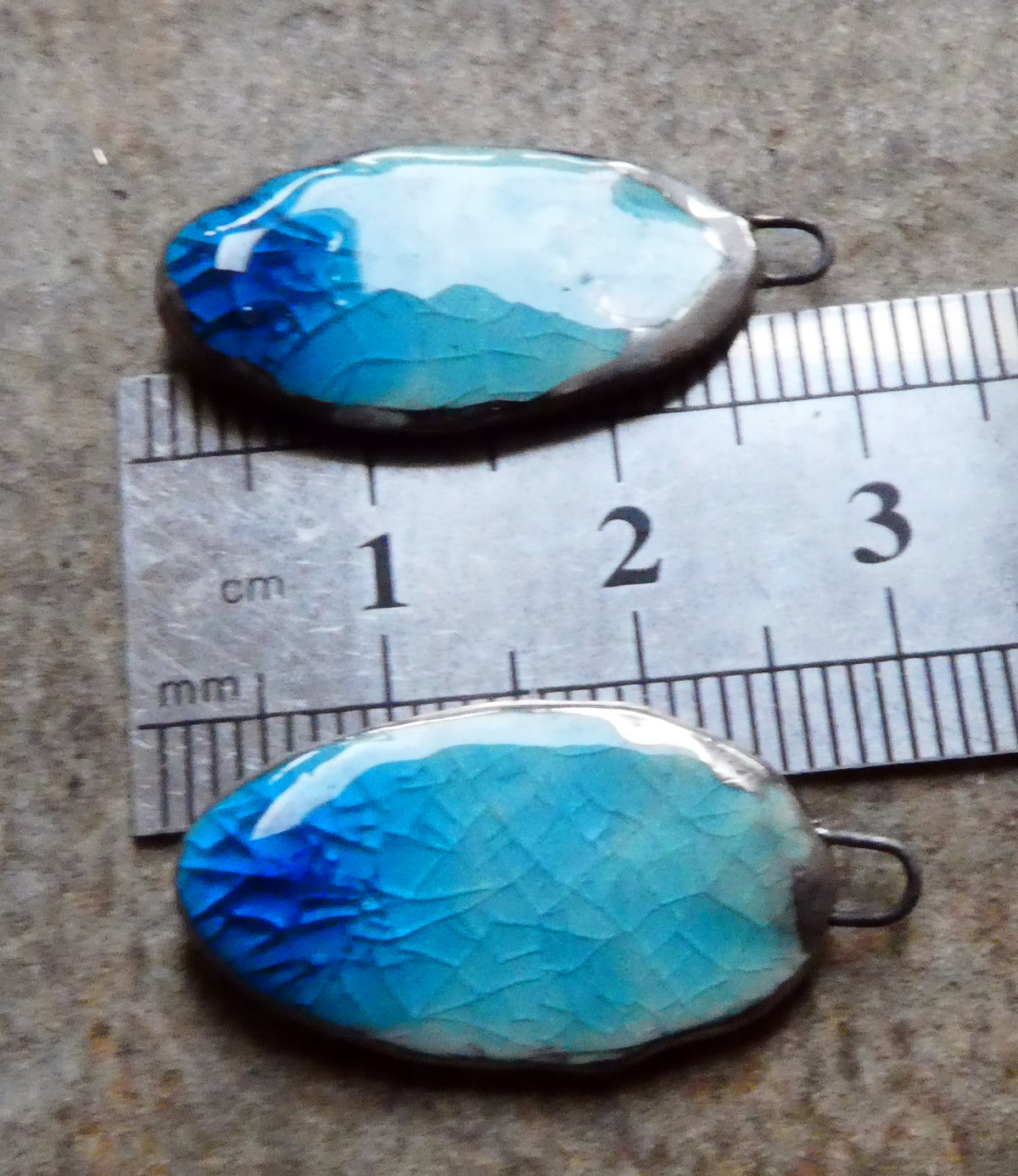 Ceramic Lustre Rimmed Sliver Charms - Taunton Turquoise