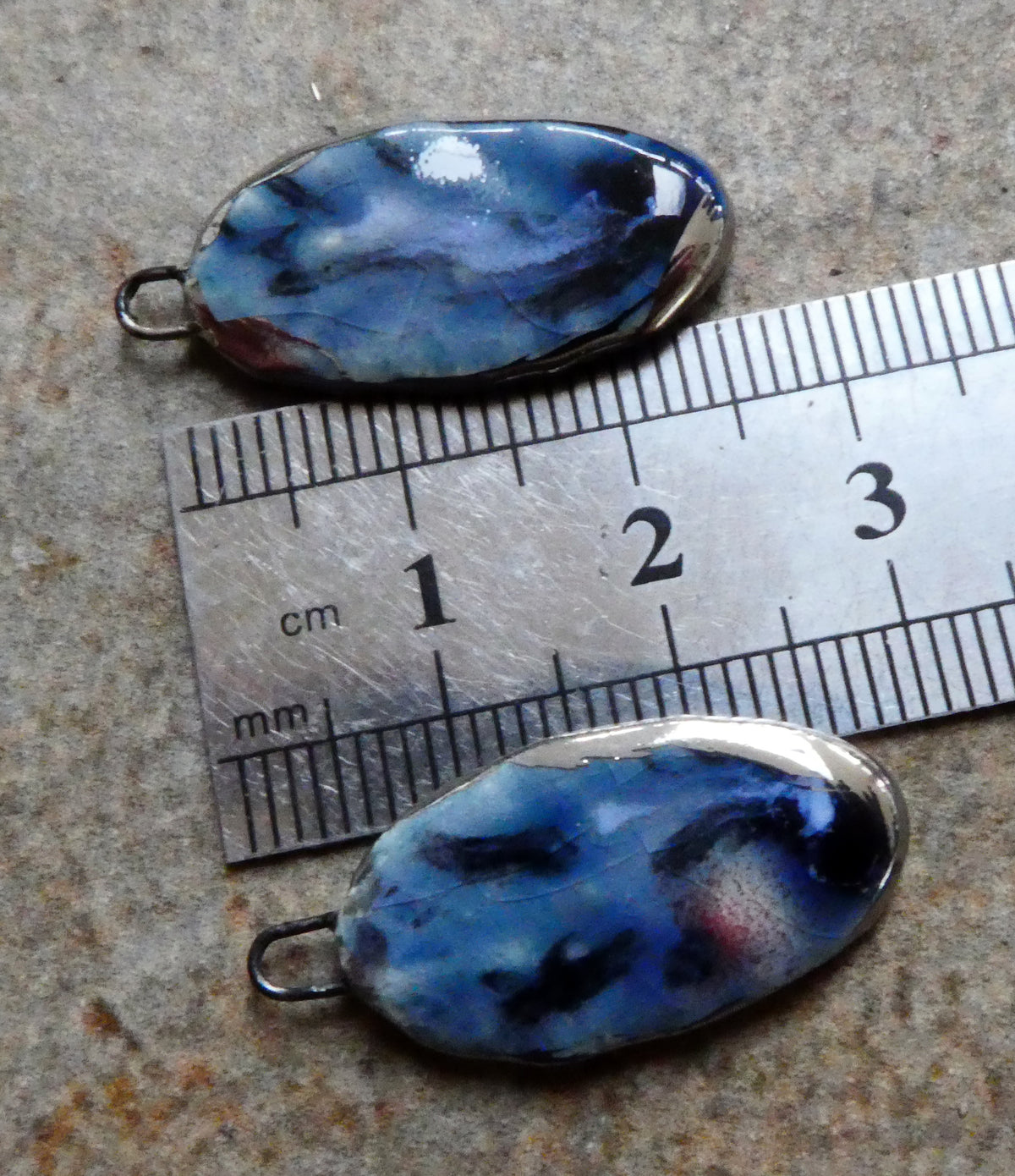 Ceramic Lustre Rimmed Sliver Charms - Ocean Mist