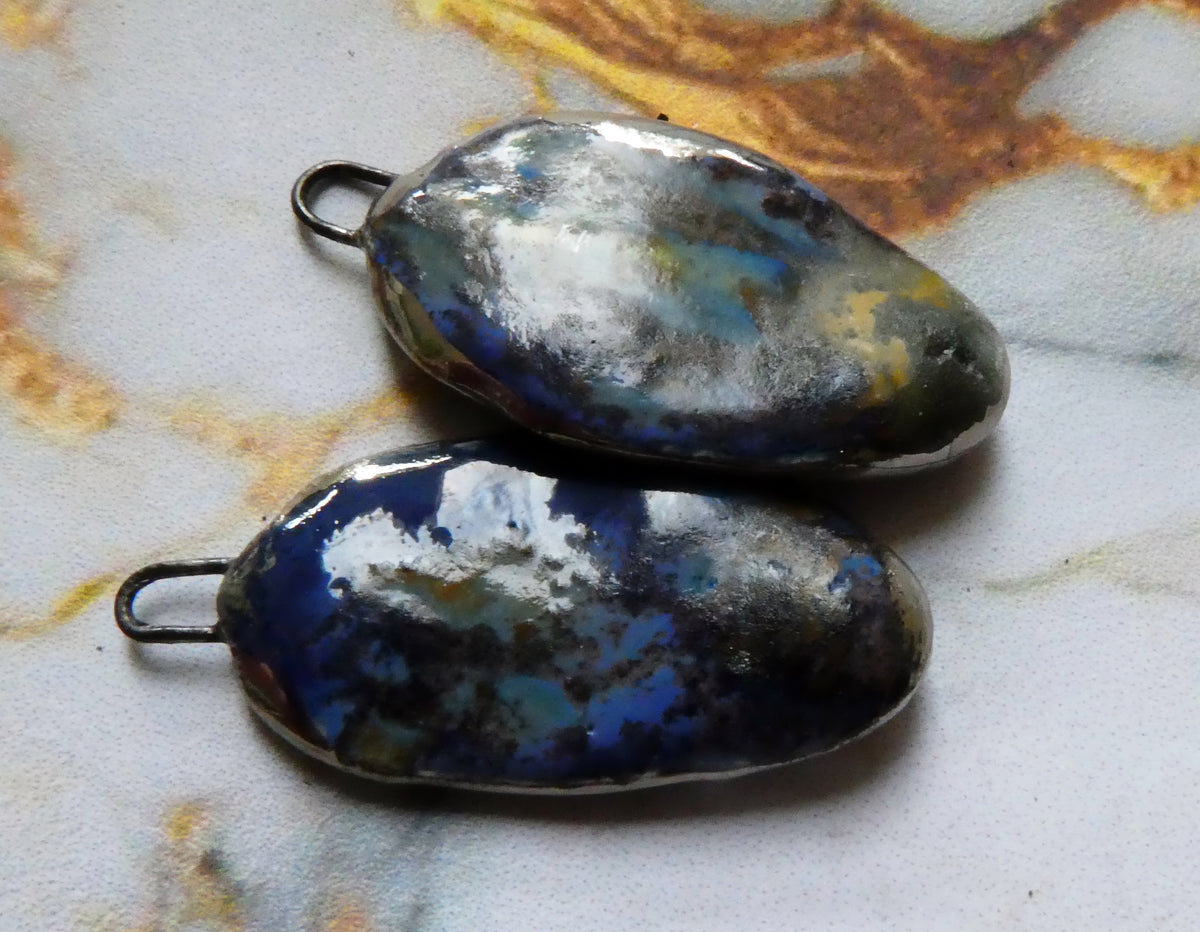 Ceramic Lustre Rimmed Sliver Charms - Outer Galaxy
