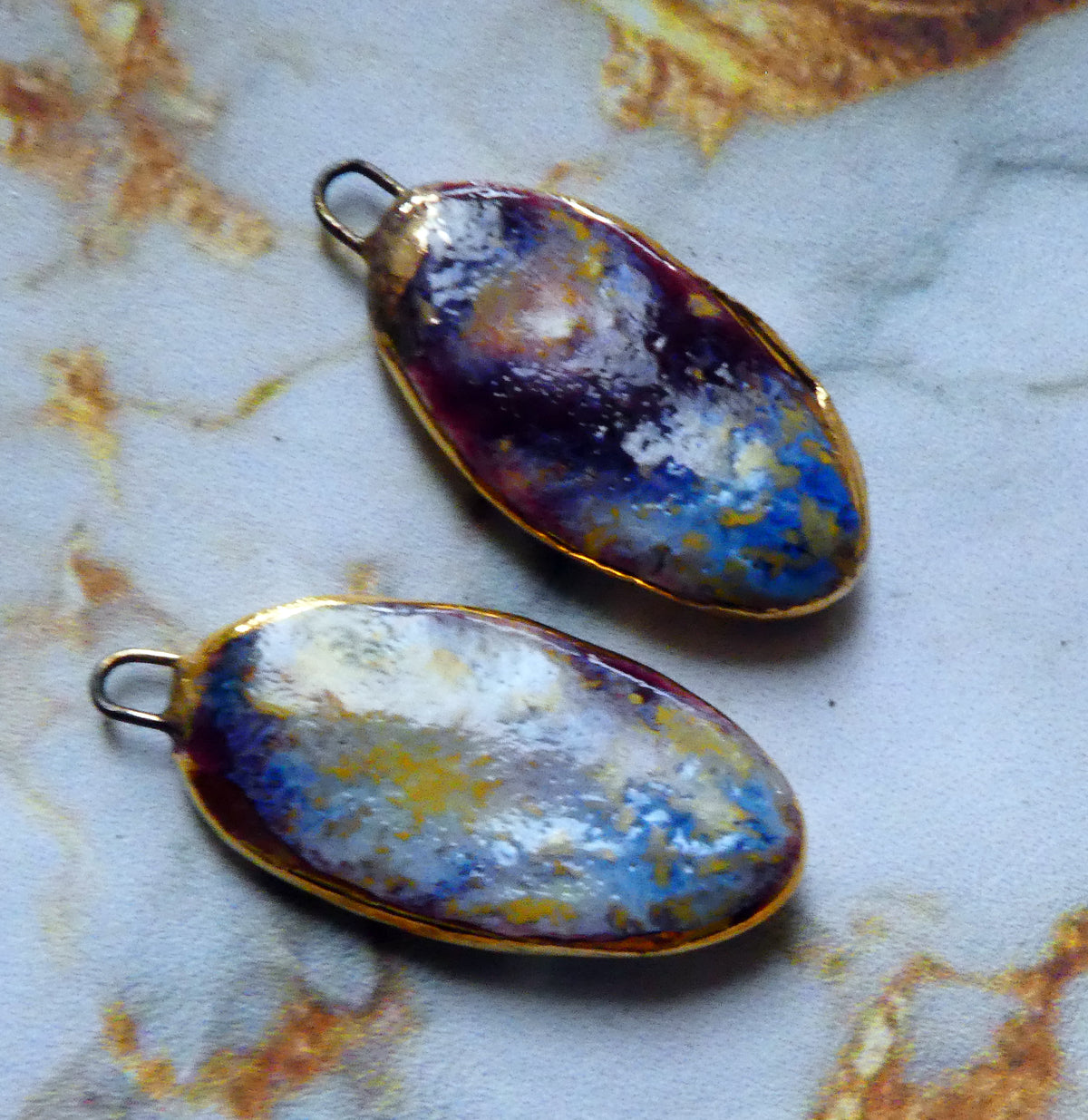 Ceramic Lustre Rimmed Sliver Charms - Sailors Delight