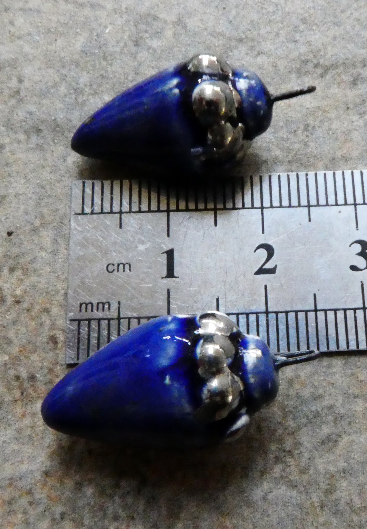 Ceramic Lustre Specked Pointy Charms - Mirror Blue