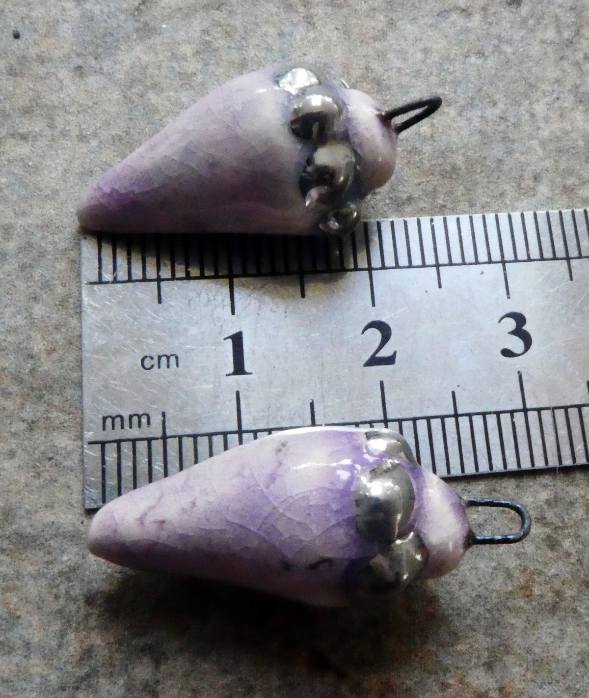 Ceramic Lustre Specked Pointy Charms - Amethyst