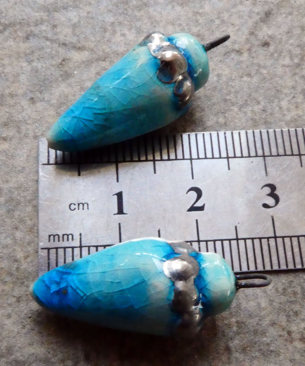 Ceramic Lustre Specked Pointy Charms - Taunton Turquoise