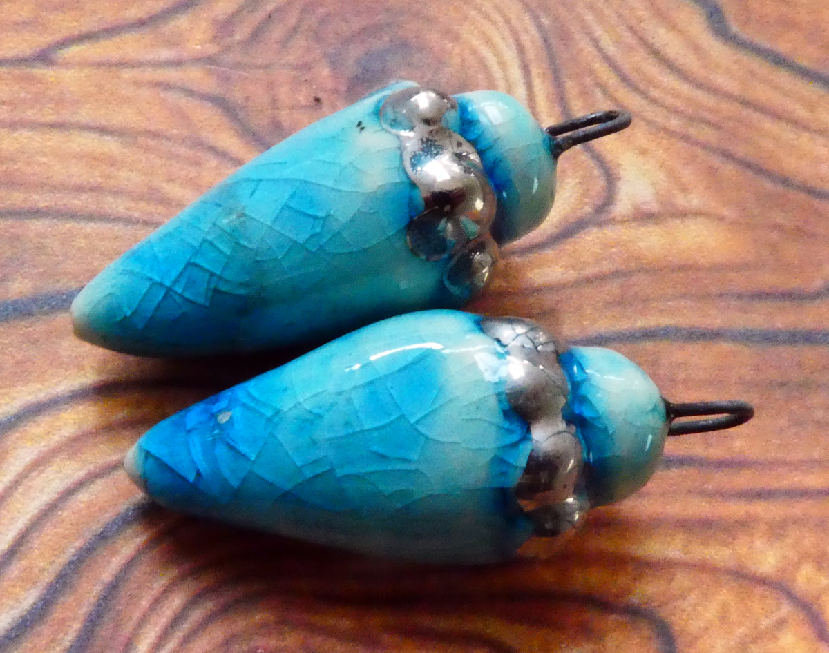 Ceramic Lustre Specked Pointy Charms - Taunton Turquoise