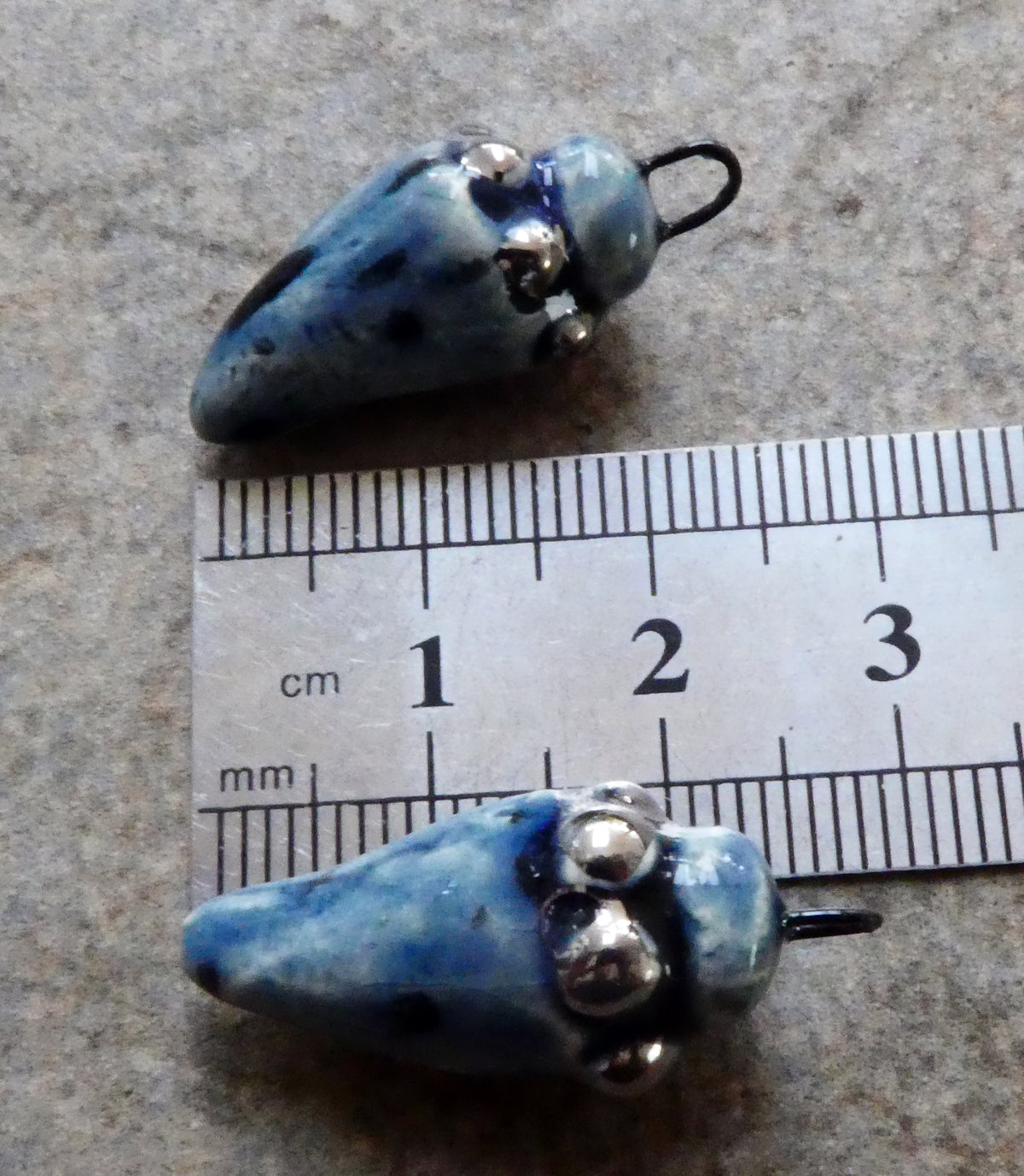 Ceramic Lustre Specked Pointy Charms - Ocean Mist