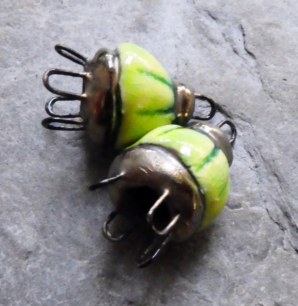 Ceramic Kuchi Cap Connectors -Lime