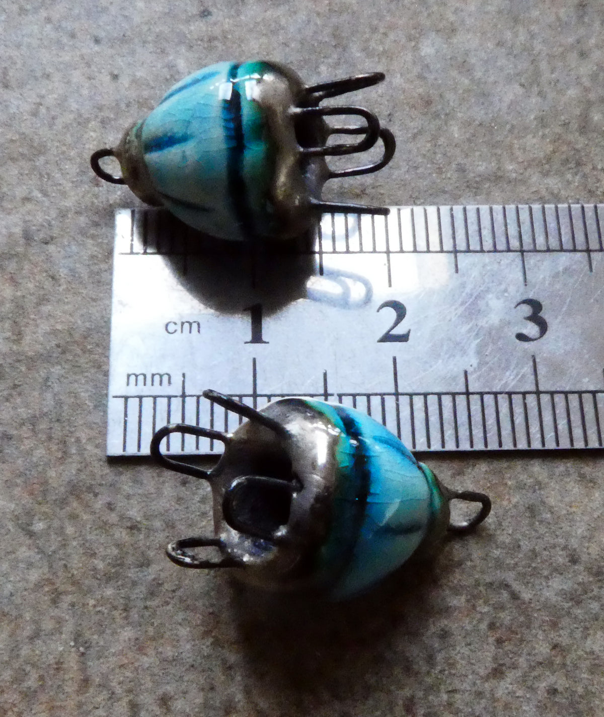 Ceramic Kuchi Cap Connectors -Taunton Turquoise