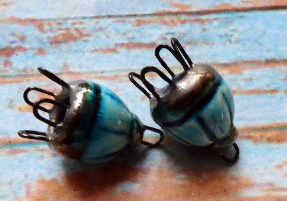 Ceramic Kuchi Cap Connectors -Taunton Turquoise